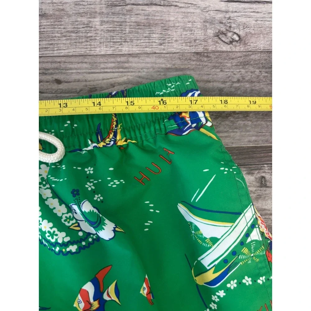 Polo Ralph Lauren Swim Shorts XL Green Hawaiian‎ Hula Tropical Trunks Beach Pool
